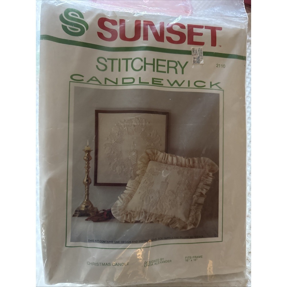 Vintage Sunset Stitchery Candlewick Kit 2110 Christmas Candle NOS Sealed